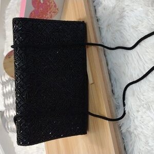 Valerie Stevens Elegant Black Beaded Clutch